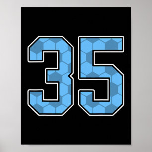 Blauw Voetbalpatroon Nummer 35 Shirt Speler Unifor Poster