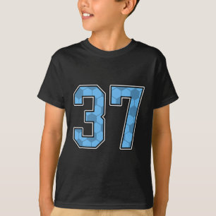 Blauw Voetbalpatroon Nummer 37 Shirt Speler Unifor