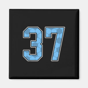 Blauw Voetbalpatroon Nummer 37 Shirt Speler Unifor Magneet