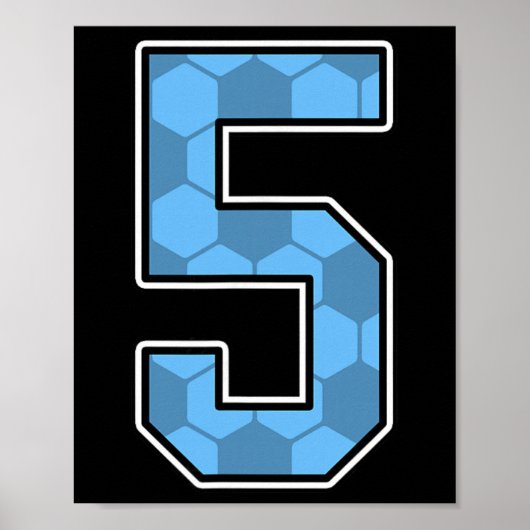 Blauw Voetbalpatroon Nummer 5 Shirt Speler Uniform Poster (Voorkant)