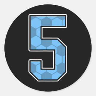 Blauw Voetbalpatroon Nummer 5 Shirt Speler Uniform Ronde Sticker