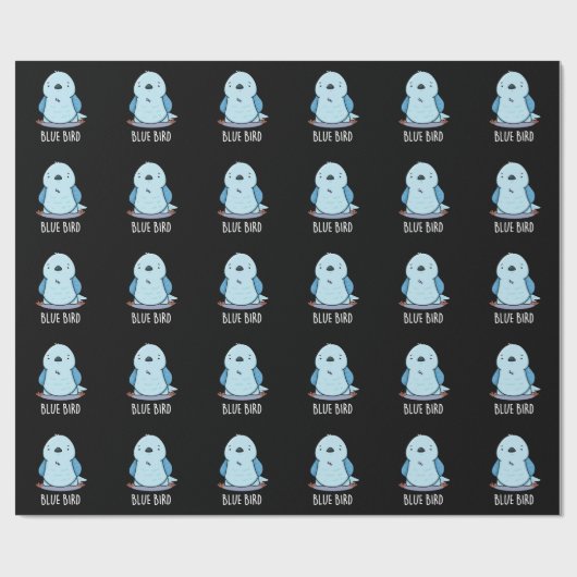 Blauw Vogel Grappig Dier Pun Donker BG Cadeaupapier (Vlak)