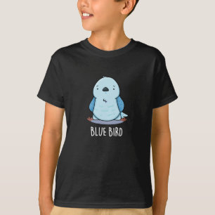 Blauw Vogel Grappig Dier Pun Donker BG T-shirt