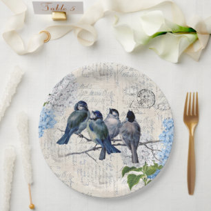 blauw vogelpluis Italiaans Bord papier