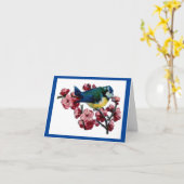 Blauw Vogeltje en Bloemen Oud Model Kaart (Gele Bloem)