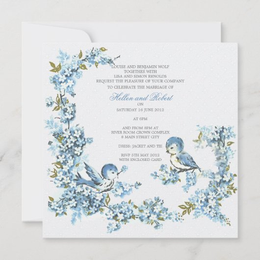  blauw vogelwinterhuwelijk kaart (Voorkant)
