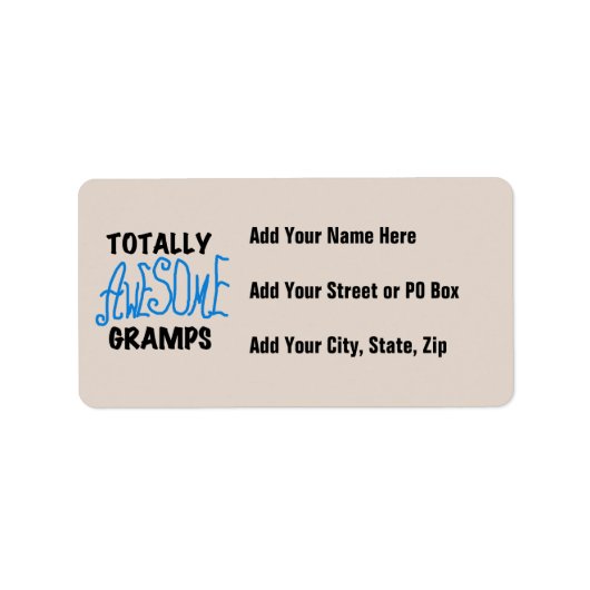 Blauw Volledig Geweldige Gramps T-shirts en gesche Etiket (Voorkant)