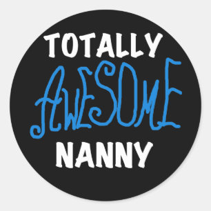 Blauw volledig Geweldige nanny T-shirts en cadeaut Ronde Sticker