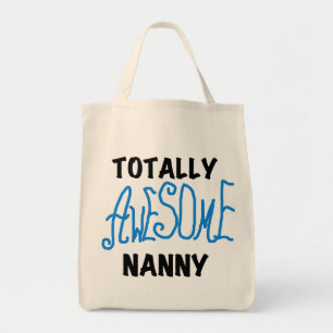 Blauw volledig Geweldige nanny T-shirts en cadeaut Tote Bag