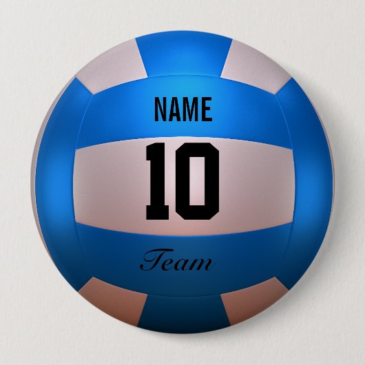 Blauw Volleyball Ronde Button 4,0 Cm (Voorkant)