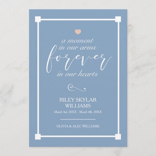 Blauw voor eeuwig in ons hart Baby Memorial Programma (Voorkant)