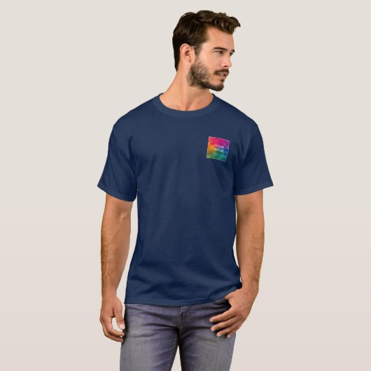 Blauw voor- en achterontwerp Afbeelding toevoegen  T-shirt (Voorkant volledig)