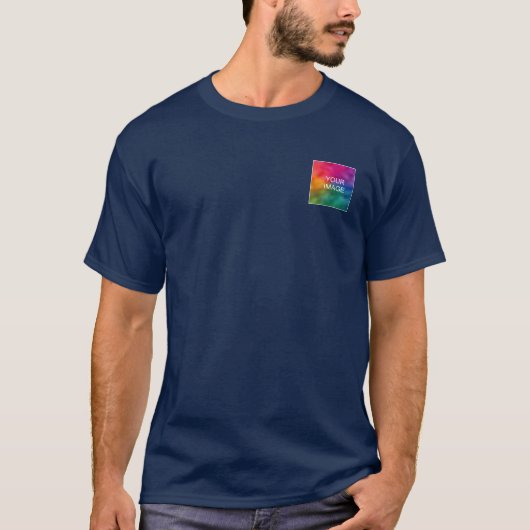 Blauw voor- en achterontwerp Afbeelding toevoegen  T-shirt (Voorkant)