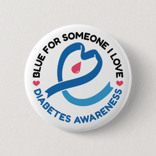 Blauw voor iemand van wie ik houd – Diabetesbewust Ronde Button 5,7 Cm