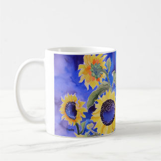 Blauw voor je zonnebloemen koffiemok