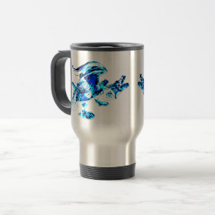 Blauw Vorst Draak Ijs Fantasie Wezen Geïsoleerd Reisbeker