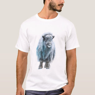 Blauw Vorst Ethische Ruige Muskusossen Mannen T-shirt