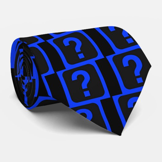 Blauw vraagteken Informatiegebied Stropdas (Opgerold)