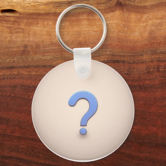 Blauw vraagteken met een bruine cirkel achtergrond sleutelhanger (Voorkant)