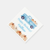 Blauw  Vrachtwagen Pompoen Jongen Verjaardagsfeest Servet (Hoek)