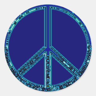 Blauw vredesbord ronde sticker