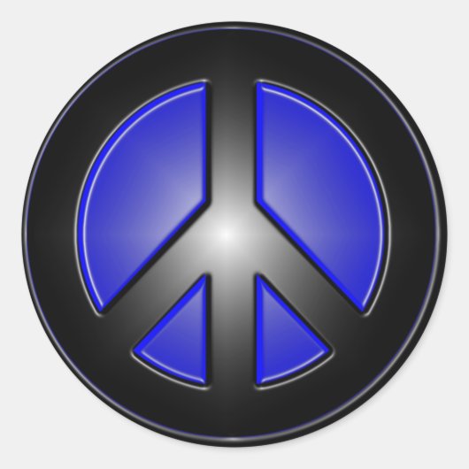 Blauw vredesbord ronde sticker (Voorkant)