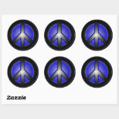 Blauw vredesbord ronde sticker (Vel)