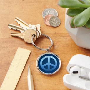 Blauw vredesbord sleutelhanger