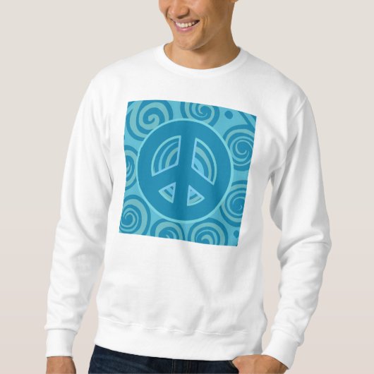 Blauw vredesgebarentontwerp trui (Voorkant)