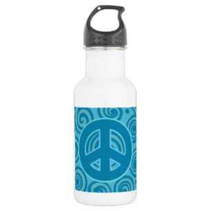 Blauw vredesgebarentontwerp waterfles