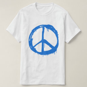 Blauw Vredesteken Symbool T-shirt