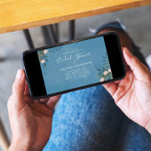 Blauw Vrijgezellenfeest Elegant Bloemen Custom Kaart