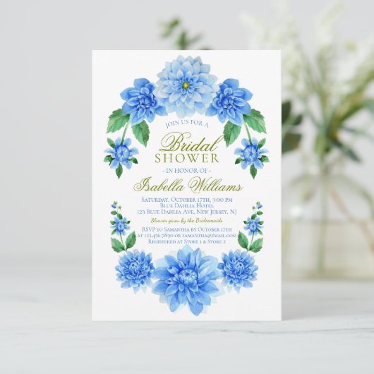 Blauw Vrijgezellenfeest van Floral Kaart (Staand voorkant)