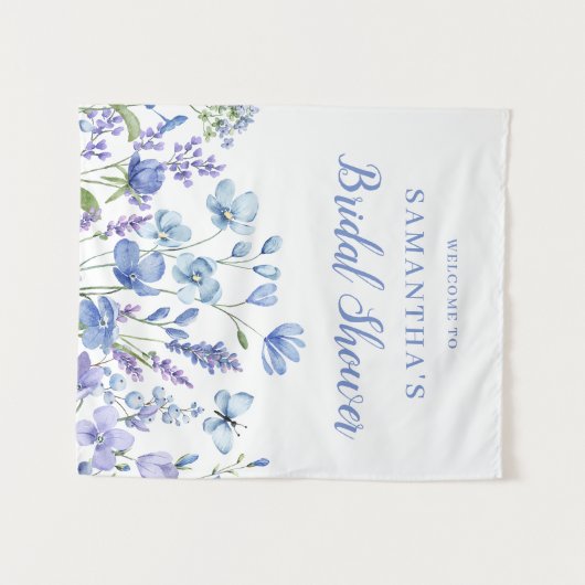 Blauw Vrijgezellenfeest van Floral Wandkleed (Voorkant (horizontaal))