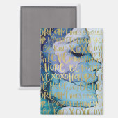 Blauw Vrouw Gezicht Goud Inspirerend Citaten Magneet (Voorkant / Achterkant)