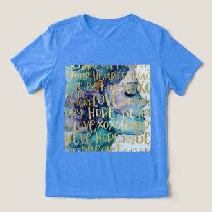 Blauw Vrouw Gezicht Goud Inspirerend Citaten Tri-Blend Shirt