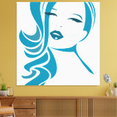 Blauw vrouwelijk gezicht canvas afdruk (Insitu (Woonkamer))