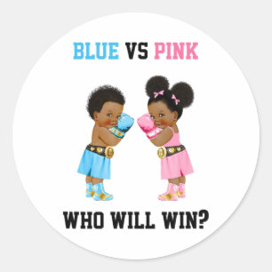 Blauw Vs Roze Wie Zal Winnen Boksen Thema Geslacht Ronde Sticker