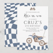 Blauw Vuil Fietsjongen Motorcross Racing Verjaarda Kaart (Voorkant / Achterkant)