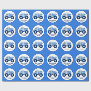 Blauw vuilniswagen Kind Birthday Wrapping Paper Cadeaupapier