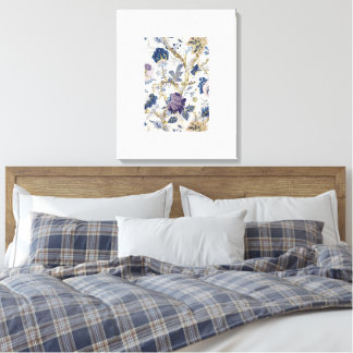 Blauw W.Morris Patroon Uitgerekt Canvas Print