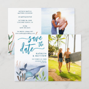 Blauw Walvis Bruiloft Onder Zee Nautical Blauw Save The Date