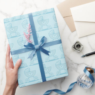 Blauw wandelwagenpatroon inpakpapier