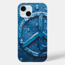 Blauw Water Druppels Vrede Symbool Telefoonhoes