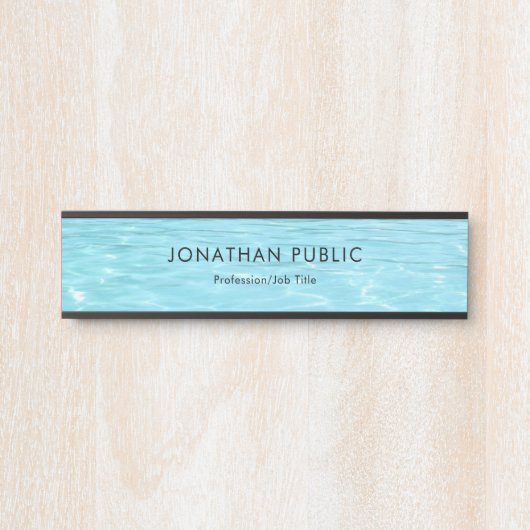 Blauw water Elegant Minimale Sjabloon Aqua Modern Deurbordje (Voorkant)