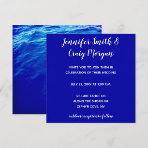 Blauw Water Moderne Kalligrafie Bruiloft Kaart
