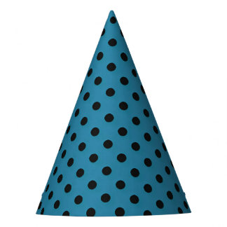 Blauw water op zwarte polka feesthoed feesthoedjes