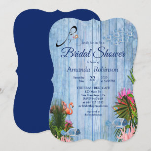 Blauw water Pebbles & Pink Flamingos Vrijgezellenf Kaart