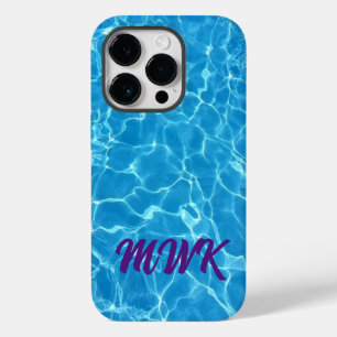 Blauw water reflecties monogram Case-Mate iPhone 14 pro hoesje