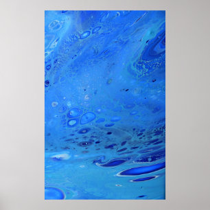Blauw water Vloeibaar Moderne Abstracte Vloeibare  Poster